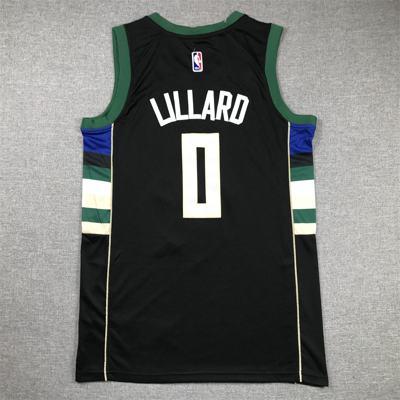 Men's Milwaukee Bucks Damian Lillard #0 Black Swingman Jersey1
