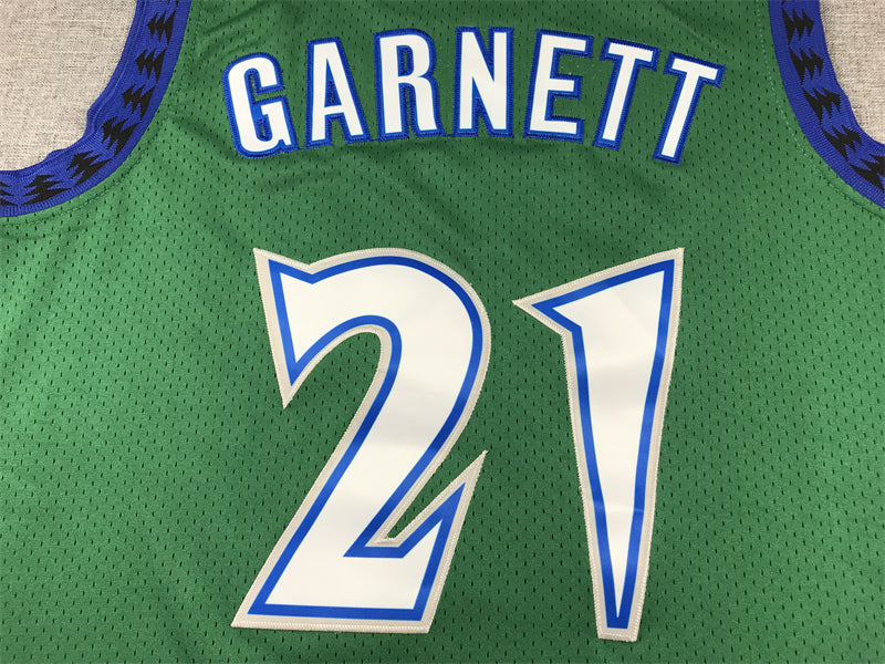Men's Minnesota Timberwolves Kevin Garnett #21 Green Hardwood Classics Swingman Jersey1