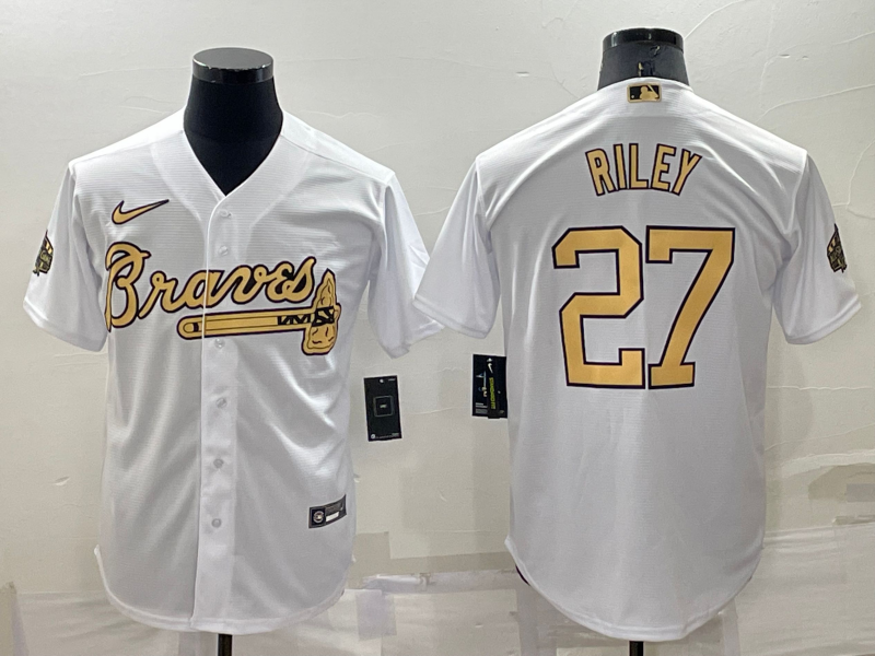 Men's Atlanta Braves Austin Riley #27 White Stitched Jersey1