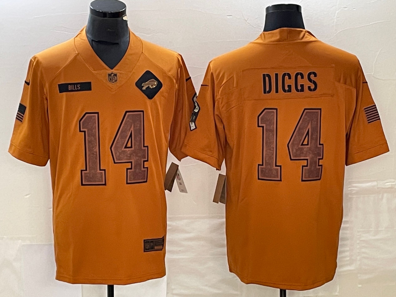 Men's Buffalo Bills Stefon Diggs #14 Brown 2023 Salute To Service Retired Player Limited Jersey1