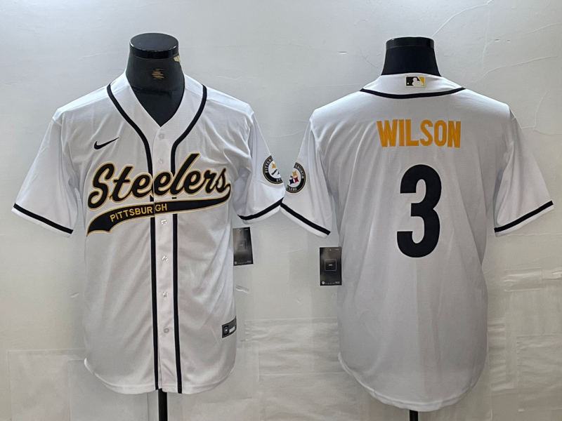 Men's Pittsburgh Steelers Russell Wilson #3 White Game Jersey1 Joint Edition