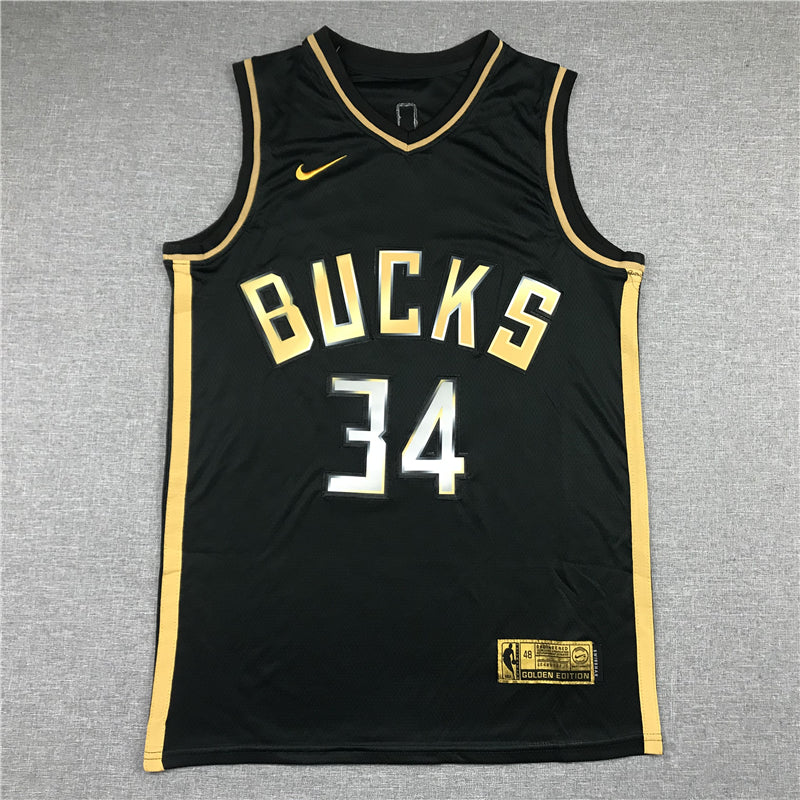 Men's Milwaukee Bucks Giannis Antetokounmpo #34 Black Swingman Jersey1