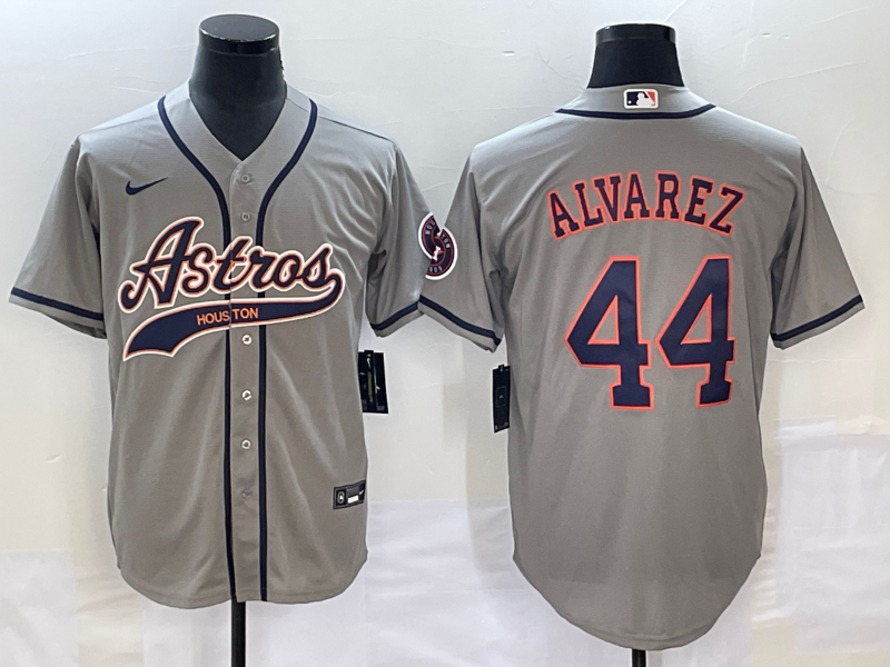 Men's Houston Astros Yordan Alvarez #44 Gray Replica Jersey1 Joint Edition