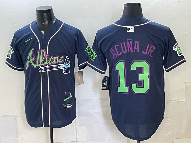 Men's Atlanta Braves Ronald Acuna Jr. #13 Navy Replica Player Jersey