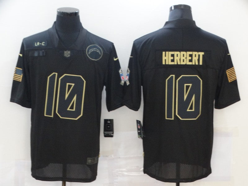 Men's Los Angeles Chargers Justin Herbert #10 Black Player Game Jersey1