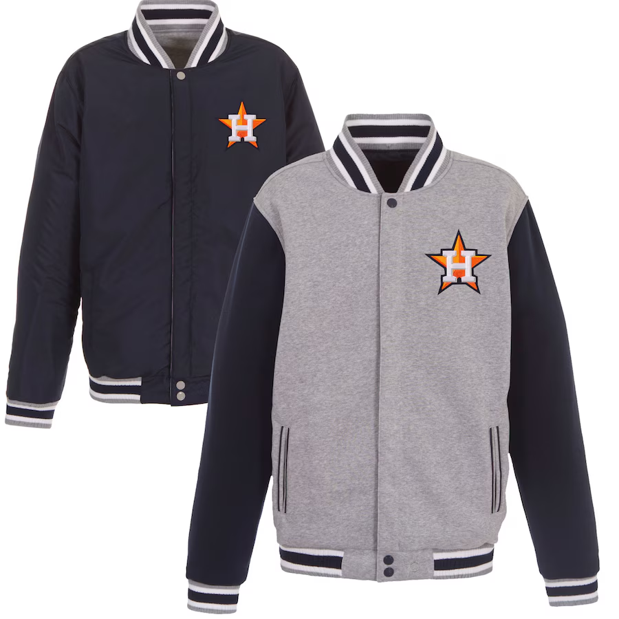 Men's Houston Astros Royal JH Design Reversible Fleece Full-Snap Jacket