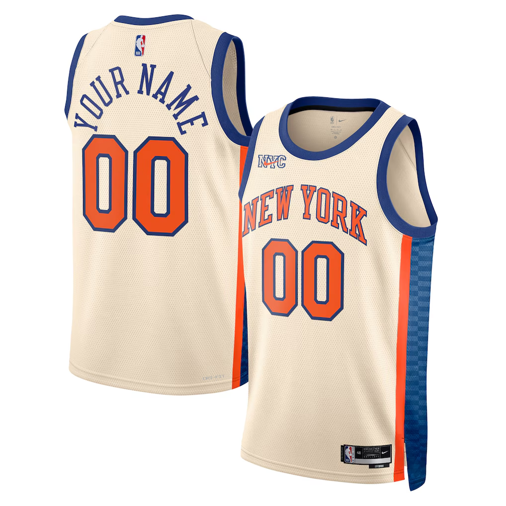 Men's New York Knicks Cream 2025/26 City Edition Game Custom Jersey