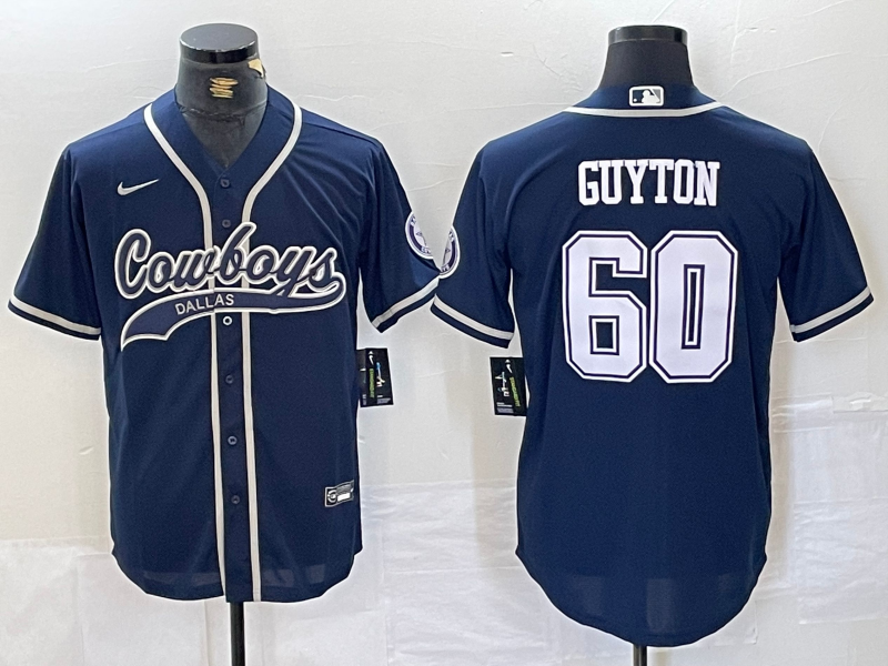 Men's Dallas Cowboys Tyler Guyton #60 Navy Game Jersey1