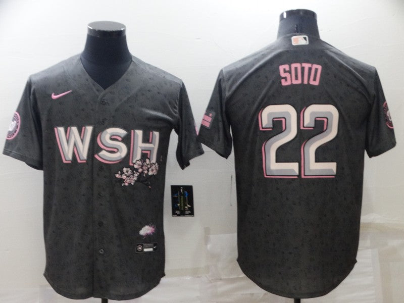 Men's Washington Nationals Juan Soto #22 Gray Replica Baseball Jersey1