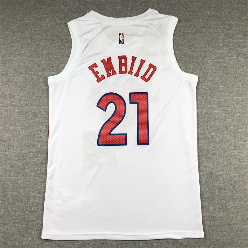 Men's Philadelphia 76ers Joel Embiid #21 White 2022/23 Swingman Jersey1 - City Edition