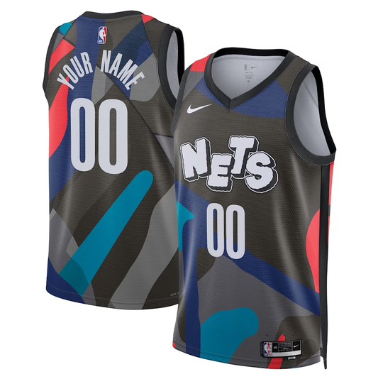 Men's Brooklyn Nets Black 2023/24 Custom Swingman Jersey1 - City Edition