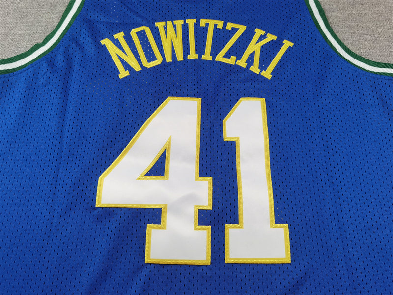 Men's Dallas Mavericks Dirk Nowitzki #41 Royal 1998-2019 Hardwood Classics Swingman Jersey1
