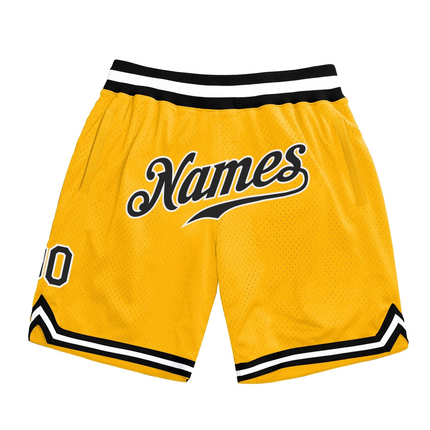 Custom Gold Black White Basketball Shorts