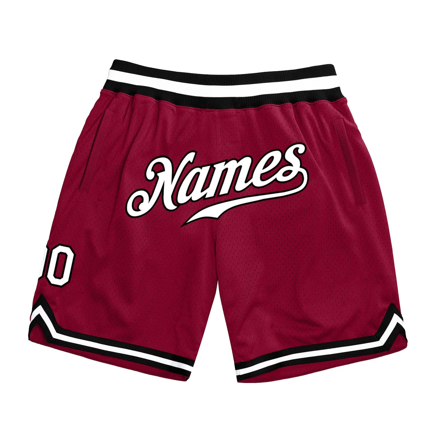 Custom Maroon White Black Basketball Shorts
