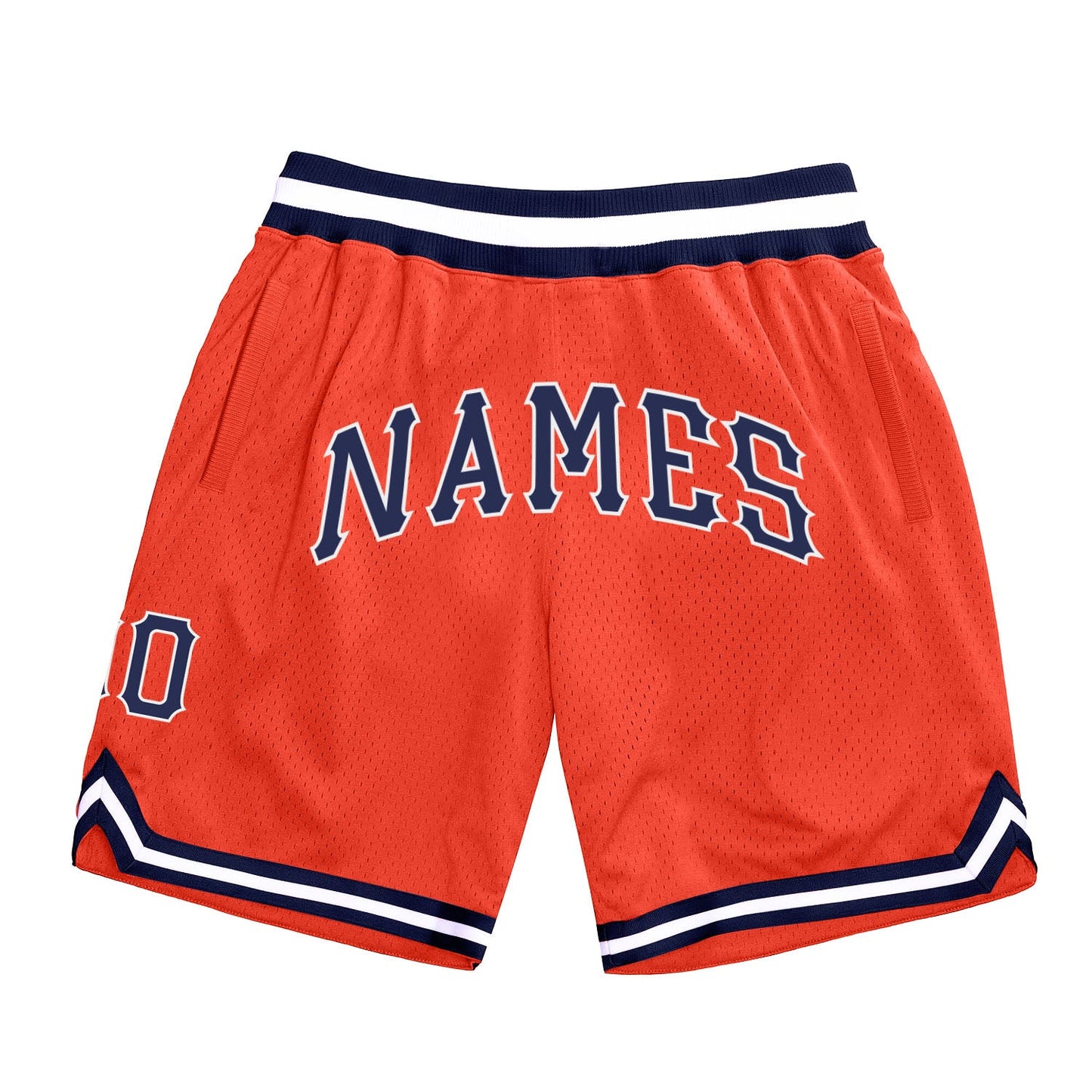 Custom Orange Navy White Basketball Shorts