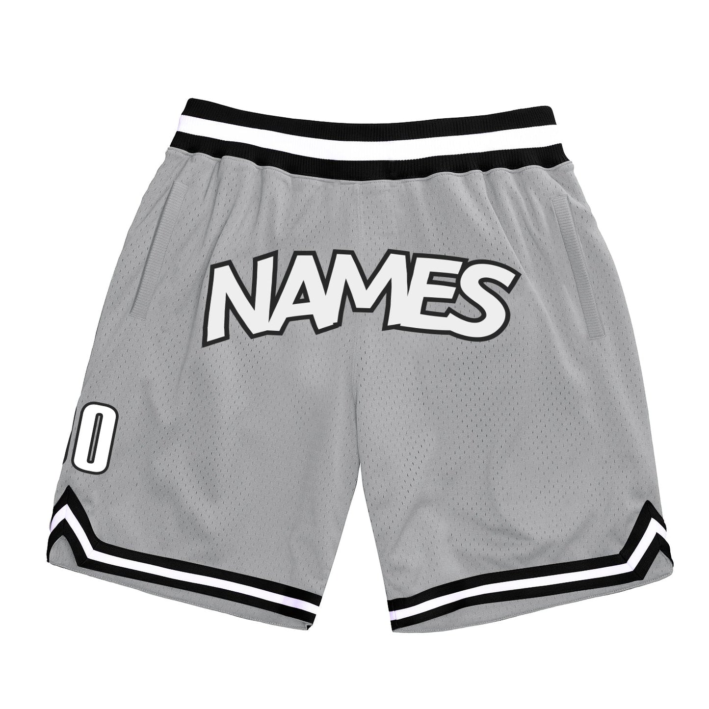 Custom Silver Gray White Black Basketball Shorts