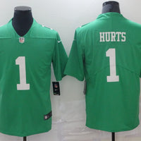 Men's Philadelphia Eagles Jalen Hurts #1 Green Game Jersey1