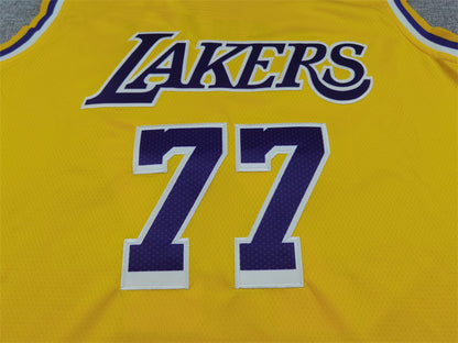 Men's Los Angeles Lakers Luka Doncic #77 Gold Swingman Jersey1 - Icon Edition