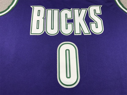 Men's Milwaukee Bucks Damian Lillard #0 Purple Swingman Jersey1 - Classic Edition