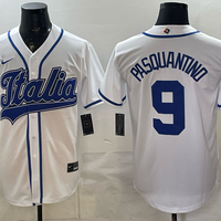 Men's Italy Baseball Vinnie Pasquantino #9 White 2026 World Baseball Classic Stadium Jersey
