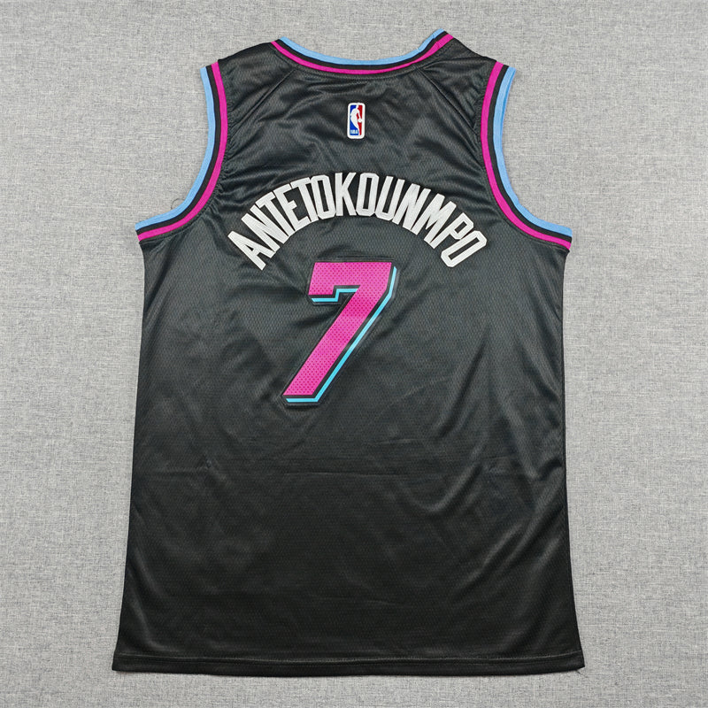 Men's Miami Heat Giannis Antetokounmpo #7 Black 2025/26 City Edition Swingman Jersey