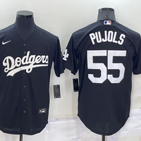 Men's Los Angeles Dodgers Albert Pujols #55 Black Replica Baseball Jersey1