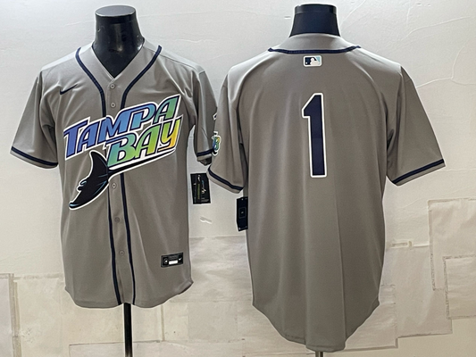 Men's Tampa Bay Rays Wander Franco #1 Gray Replica Jersey