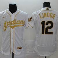 Men's Cleveland Guardians Francisco Lindor #12 White Replica Player Jersey1