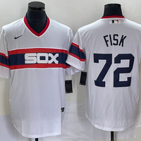 Men's Chicago White Sox Carlton Fisk #72 White Home Cooperstown Collection Team Player Jersey1
