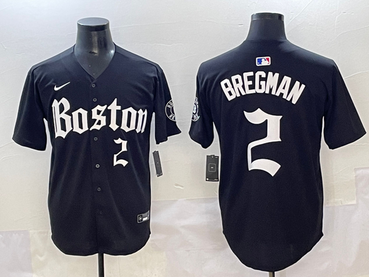 Men's Boston Red Sox Alex Bregman #2 Black Replica Player Jersey