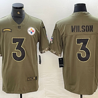Men's Pittsburgh Steelers Russell Wilson #3 Olive 2022 Salute To Service Limited Jersey1