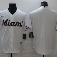 Men's Miami Marlins White Home Blank Replica Jersey1