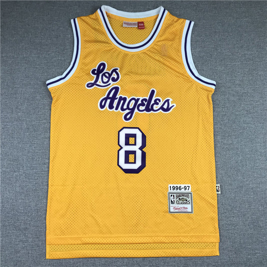 Men's Los Angeles Lakers Kobe Bryant Yellow 1996-97 Hardwood Classics Authentic Jersey1