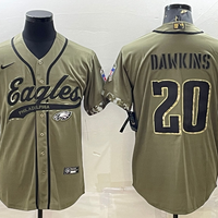 Men's Philadelphia Eagles Brian Dawkins #20 Olive 2022 Salute To Service Limited Jersey1 Joint Edition