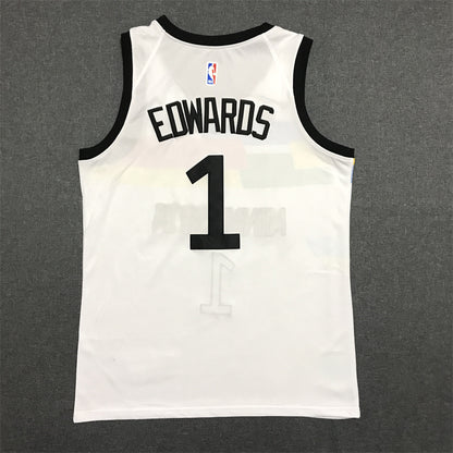 Men's Minnesota Timberwolves Anthony Edwards #1 White Swingman Jersey1 - City Edition