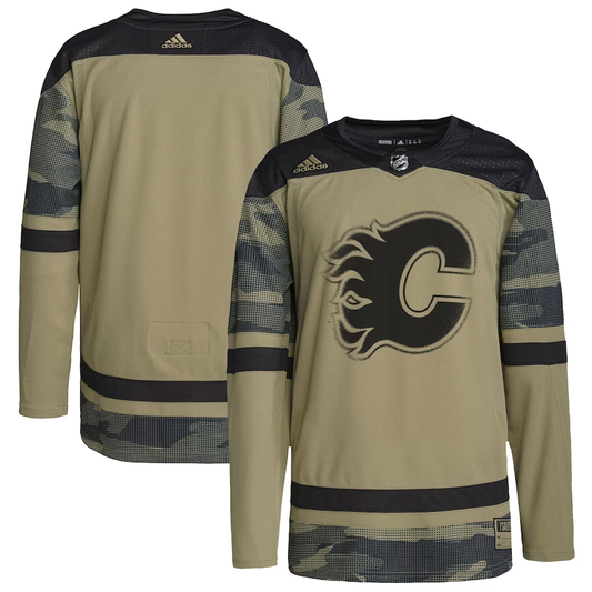Men's Calgary Flames Camo Logo Military Appreciation Team Authentic Practice Blank Jersey1