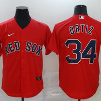 Men's Boston Red Sox David Ortiz #34 Red Replica Baseball Jersey1