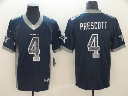 Men's Dallas Cowboys Dak Prescott #4 Navy Game Jersey1
