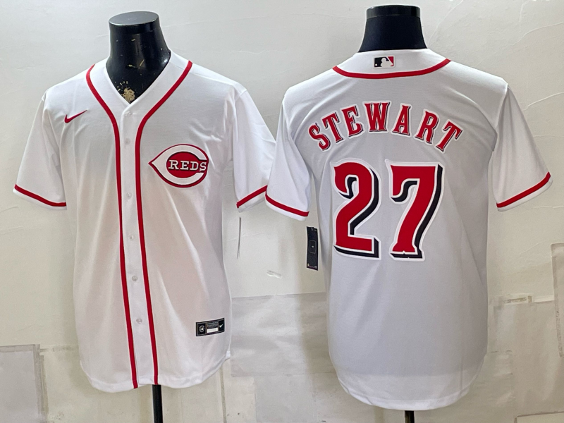 Men's Cincinnati Reds Sal Stewart #27 White Home Replica Jersey