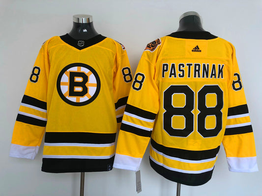 Men's Boston Bruins David Pastrnak #88 Yellow Player Jersey1