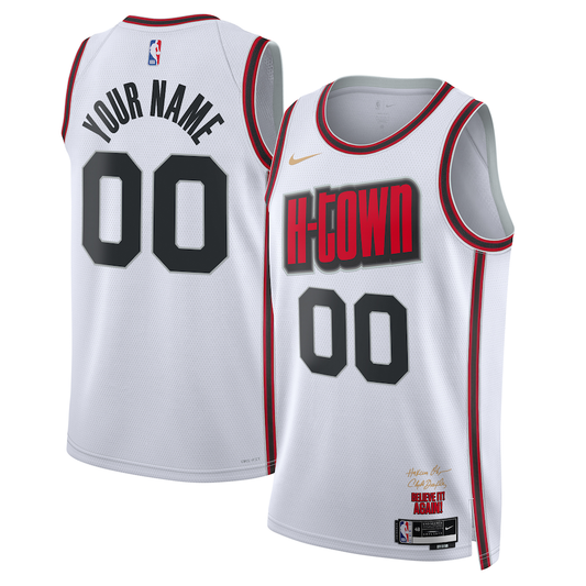 Men's Houston Rockets White 2024/25 Custom Swingman Jersey1 - City Edition
