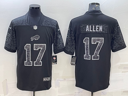 Men's Buffalo Bills Josh Allen #17 Black RFLCTV Limited Jersey1