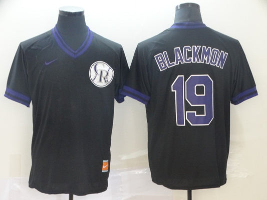 Men's Colorado Rockies Charlie Blackmon #19 Black Replica Baseball Jersey1