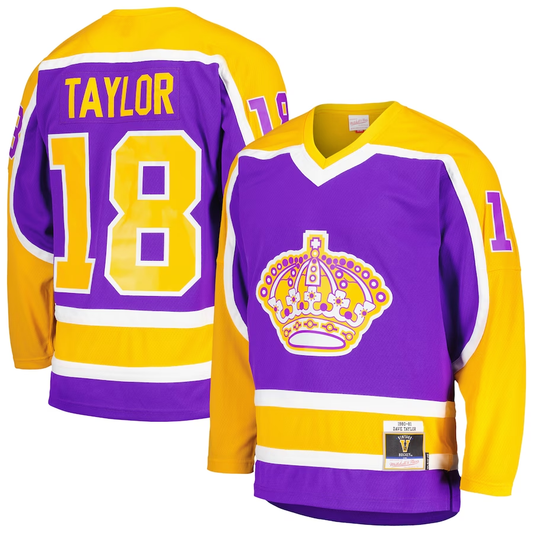 Men's Los Angeles Kings Dave Taylor Mitchell #18 Ness Purple 1980/81 Blue Line Player Jersey1