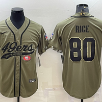 Men's San Francisco 49ers Jerry Rice #80 Olive 2022 Salute To Service Retired Player Limited Jersey1 Joint Edition