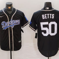 Men's Los Angeles Dodgers Mookie Betts #50 Black Replica Team Jersey1