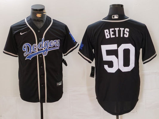 Men's Los Angeles Dodgers Mookie Betts #50 Black Replica Team Jersey1