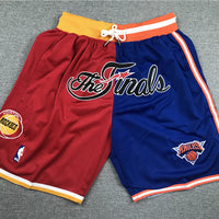 Men's Houston Rockets/New York Knicks Red/Blue Splicing Basketball Shorts1