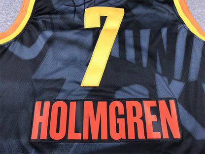 Men's Oklahoma City Thunder Chet Holmgren #7 Black 2023/24 Swingman Jersey1 - City Edition