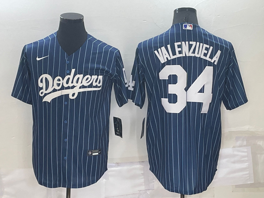 Men's Los Angeles Dodgers Fernando Valenzuela #34 Blue Fashion Baseball Jersey1